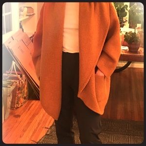 Anthropologie Mustard Wool Drape Coat